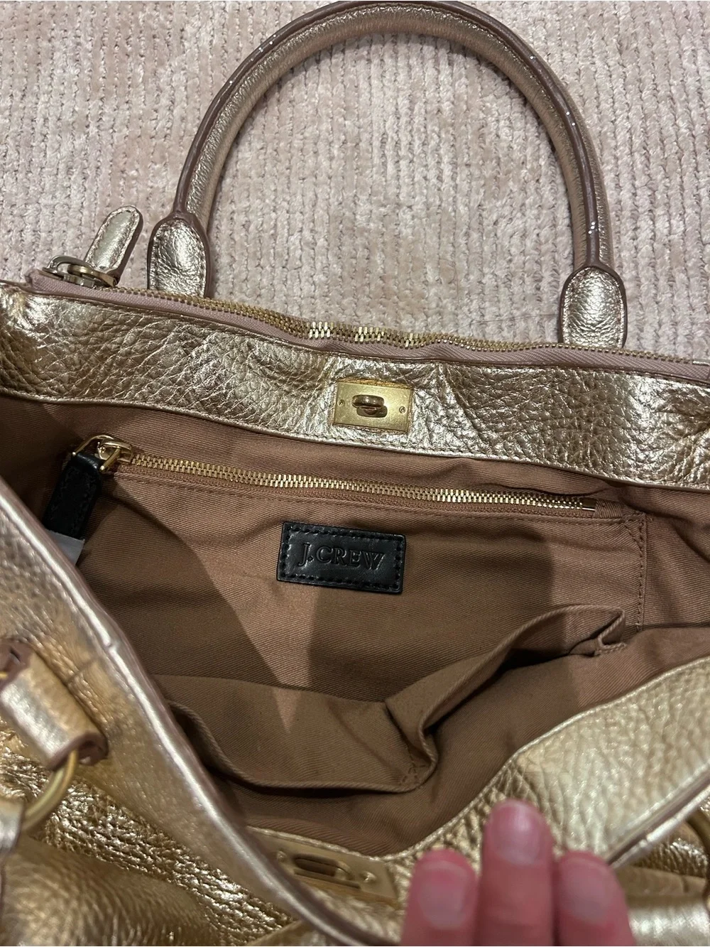 J Crew | 100% Leather Metallic Gold Handbag